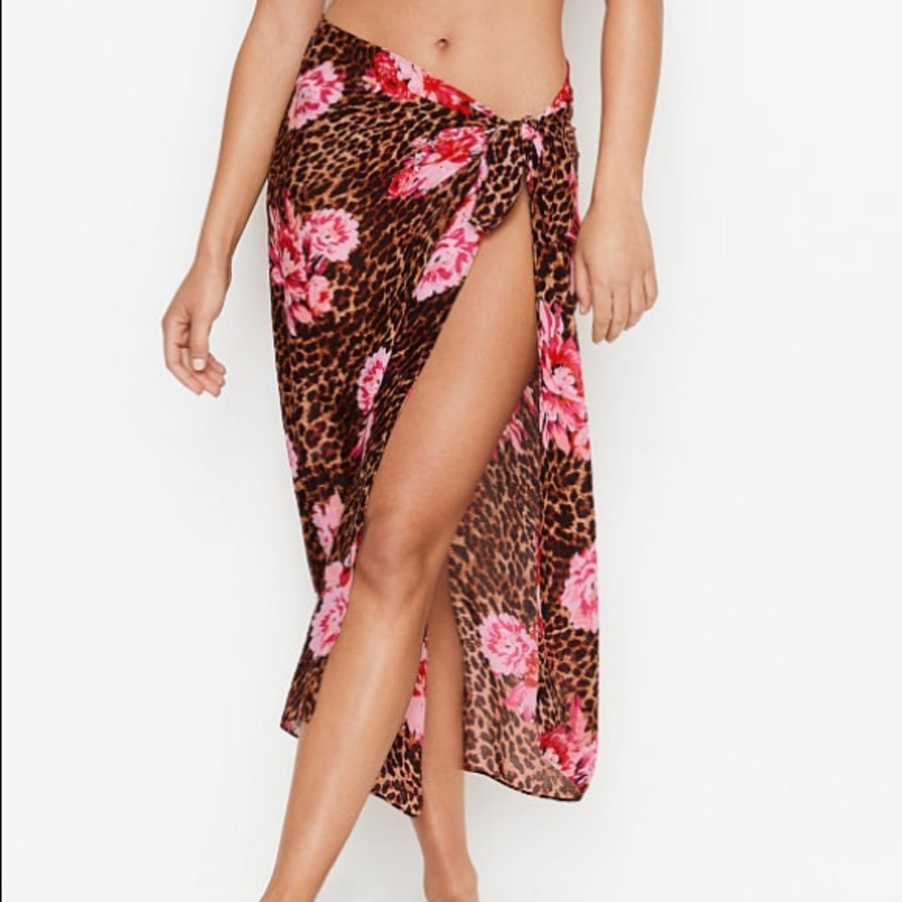 VS Cheetah Peony Sarong Cover-Up